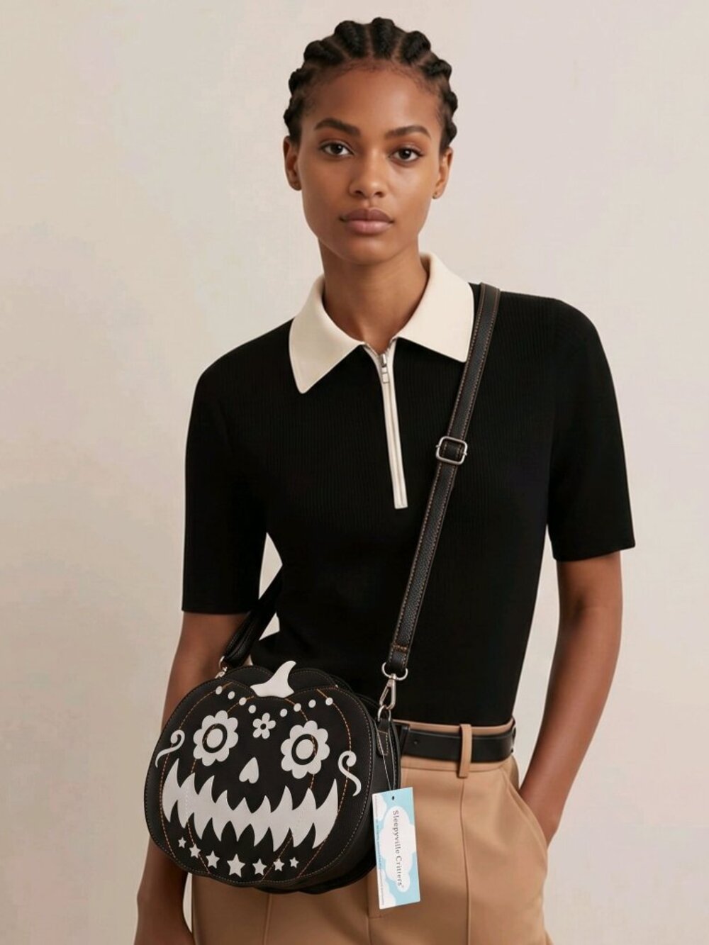 Sleepyville Critters ✦ Pumpkin Queen Crossbody Bag ✦ Vegan Leather Adjustable